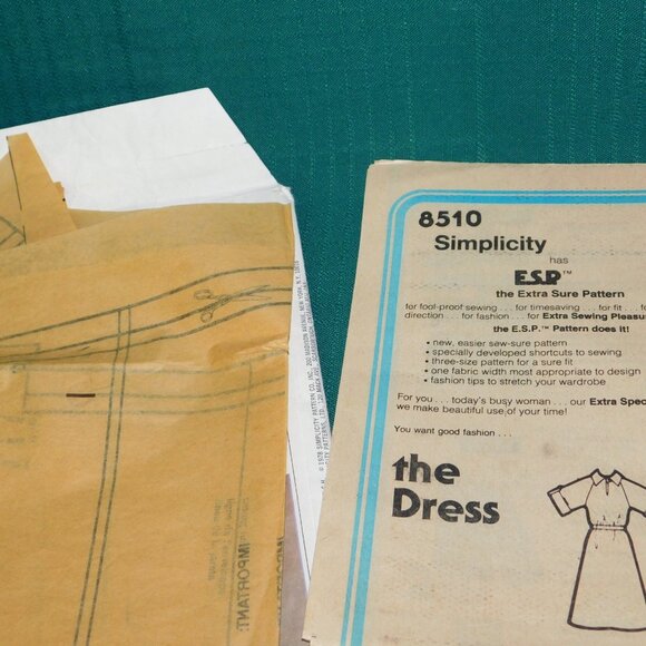 Simplicity ESP 8510 – Vintage 1980s Misses’ Pullover Dress Pattern, Size 8-10-12 - Picture 6 of 6